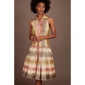 Vintage BILL BLASS Pastel Sleeveless Midi Dress with Collar Size 6